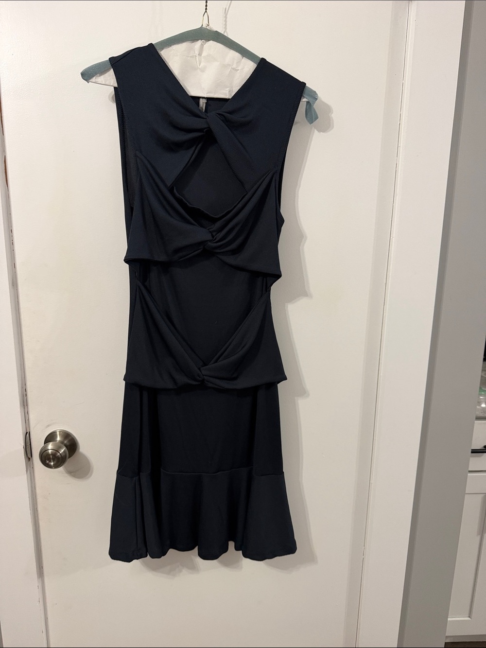 Anthropologie Sleeveless Navy Ruffle-Hem Dress - Women Medium